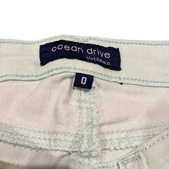 Ocean Drive Seafoam Green Distressed Lace-Up Jean Shorts Women’s 0 - Picture 5 of 8